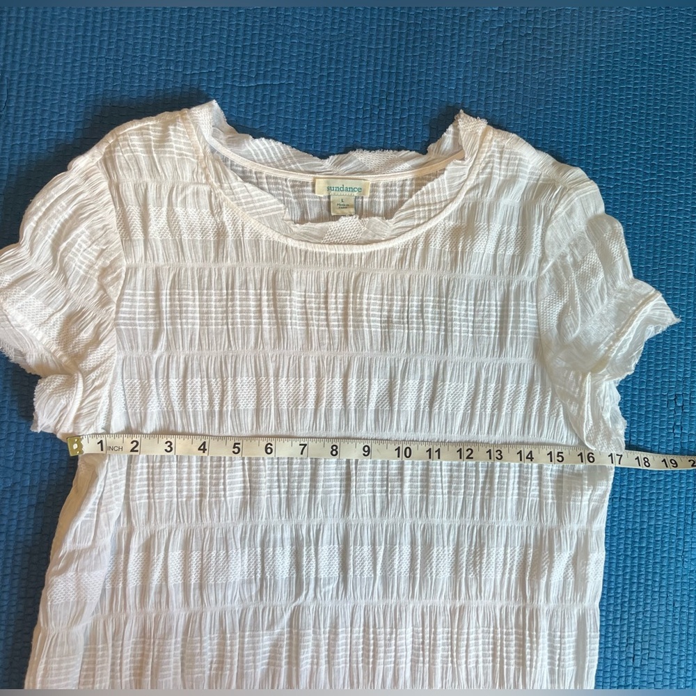 Sundance White Textured Short-Sleeve Blouse - Picture 12 of 13